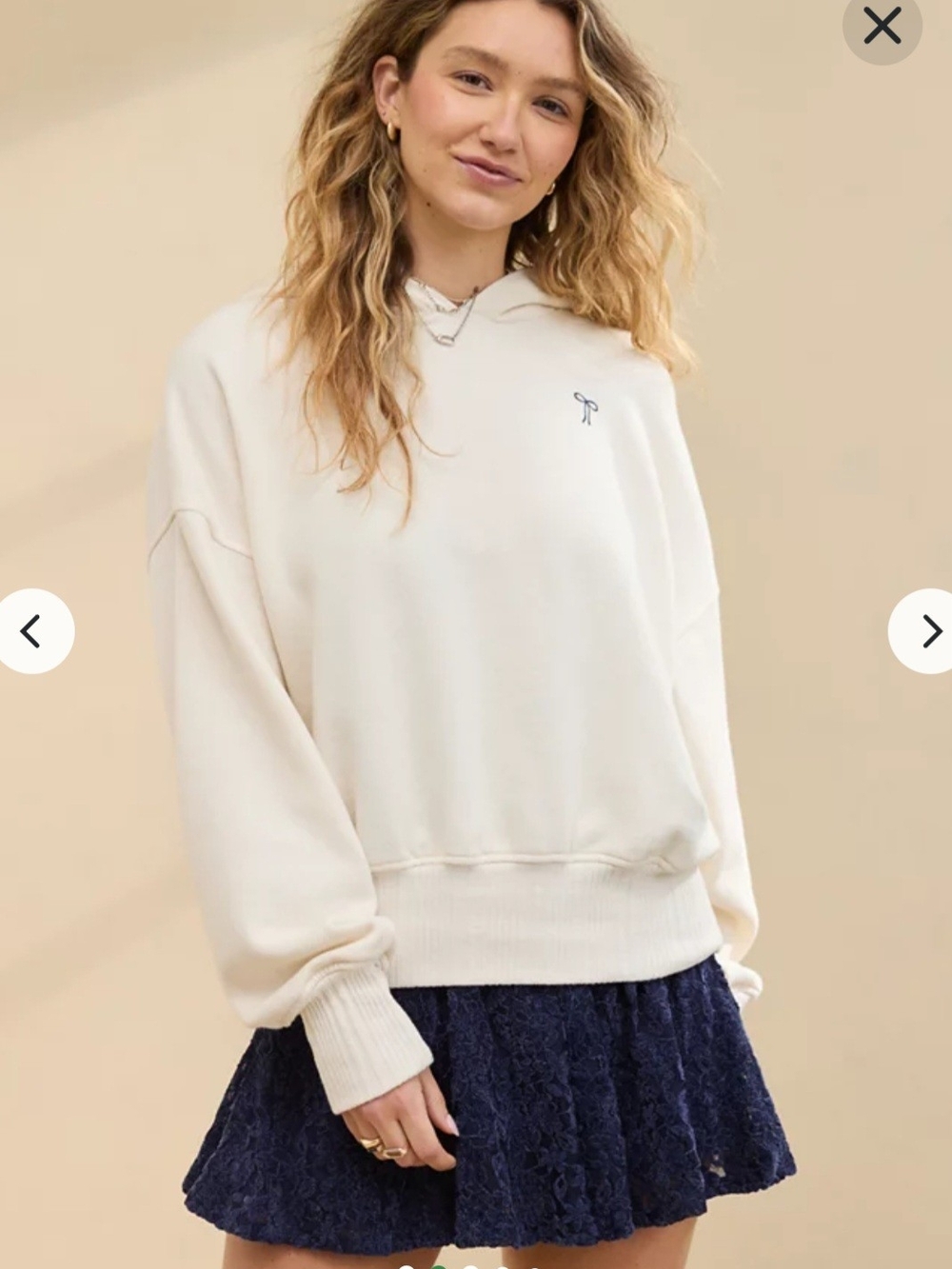 Aerie Cropped Hoodie With Small Embroidered Bow